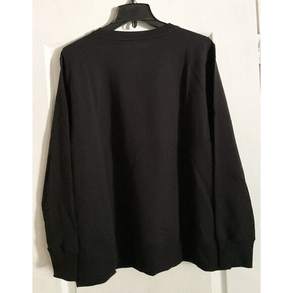 ID Ideology Women's Plus Size Fleece Crewneck Pullover Top Size 1X, Black - Picture 3 of 7